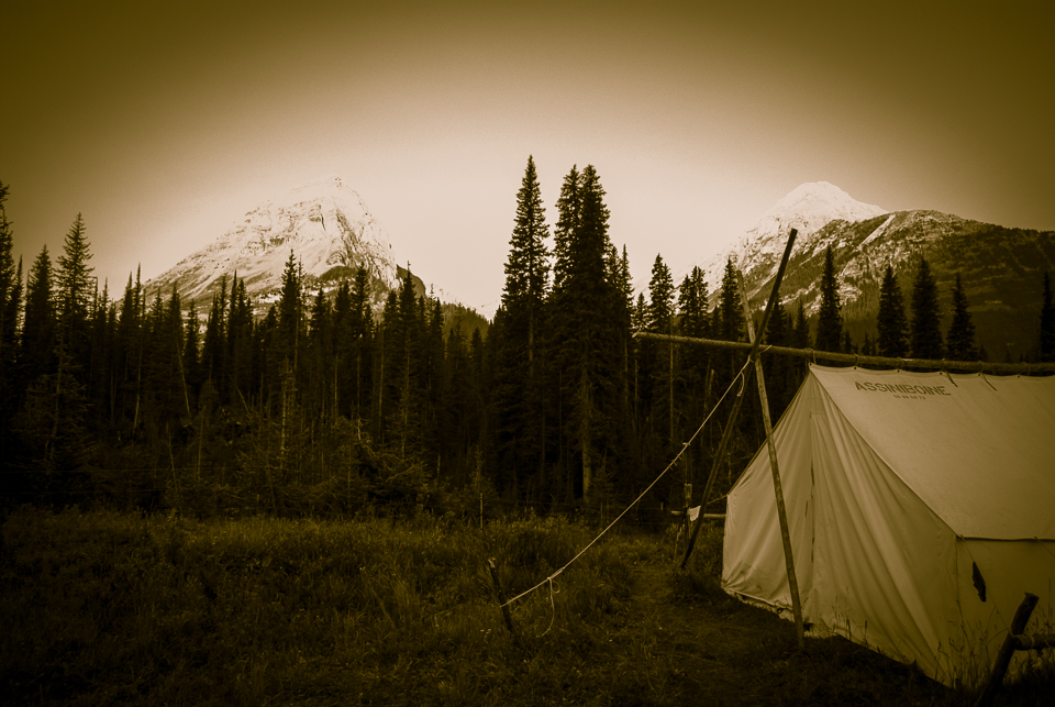 Camp near Mount Leval and Mount Leman, AB
